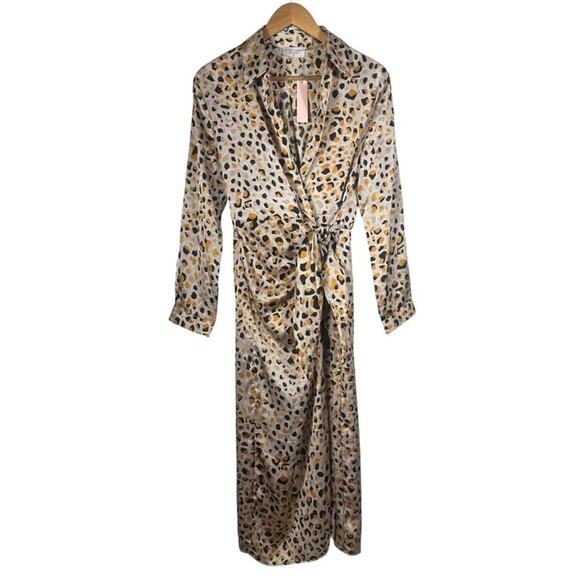 NEW Dress Forum Untamed Surplice Cheetah Wrap Midi Dress Size Small - Picture 4 of 11